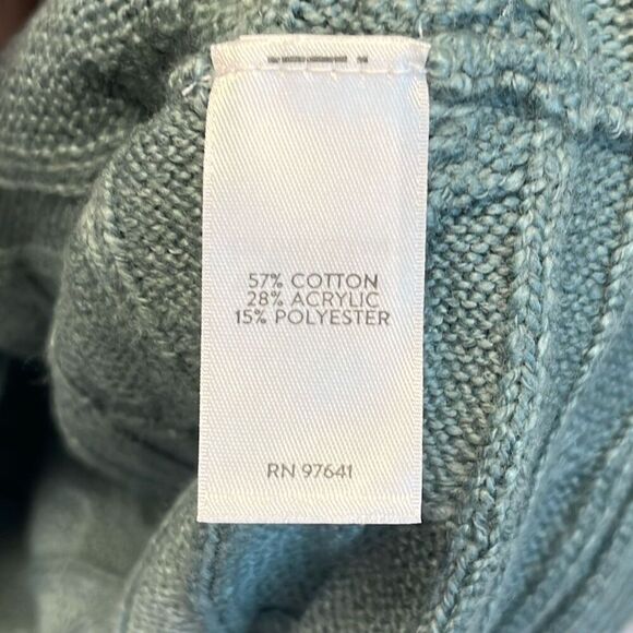 NWT J.JILL Sweater Women's XL Petite Storm Cloud Green Cable Knit Mock Neck $99 - Picture 8 of 16